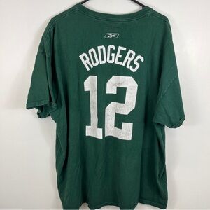 Aaron Rodgers Green Bay Packers T-Shirt  Distressed Logo Y2ks Fit 3XL Reebok NFL